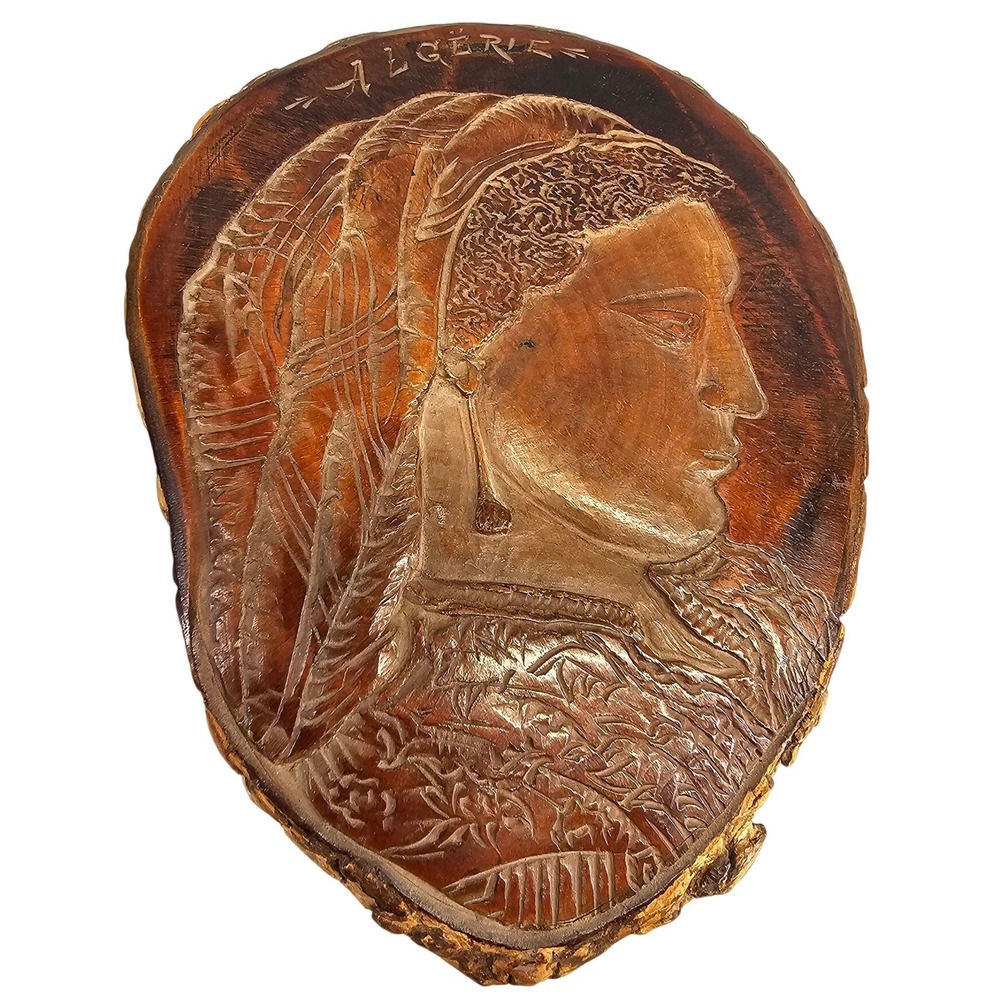 Jewelry Box‎ Small Excellent Vintage Hand Carved Algerie Wood Bark Trinket Box